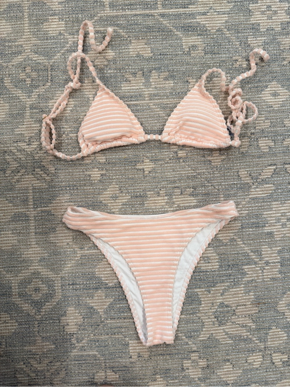 Sabo Skirt Blush Pink Ribbed Triangle Bikini Set